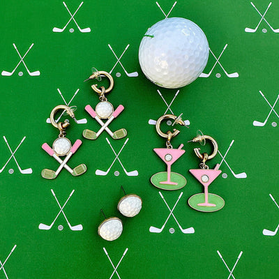 Flynn Golf Ball Stud Earrings in White