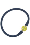 Enamel Tennis Ball Silicone Bali Bracelet in Navy