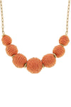 Demi Raffia Bead Statement Necklace in Orange