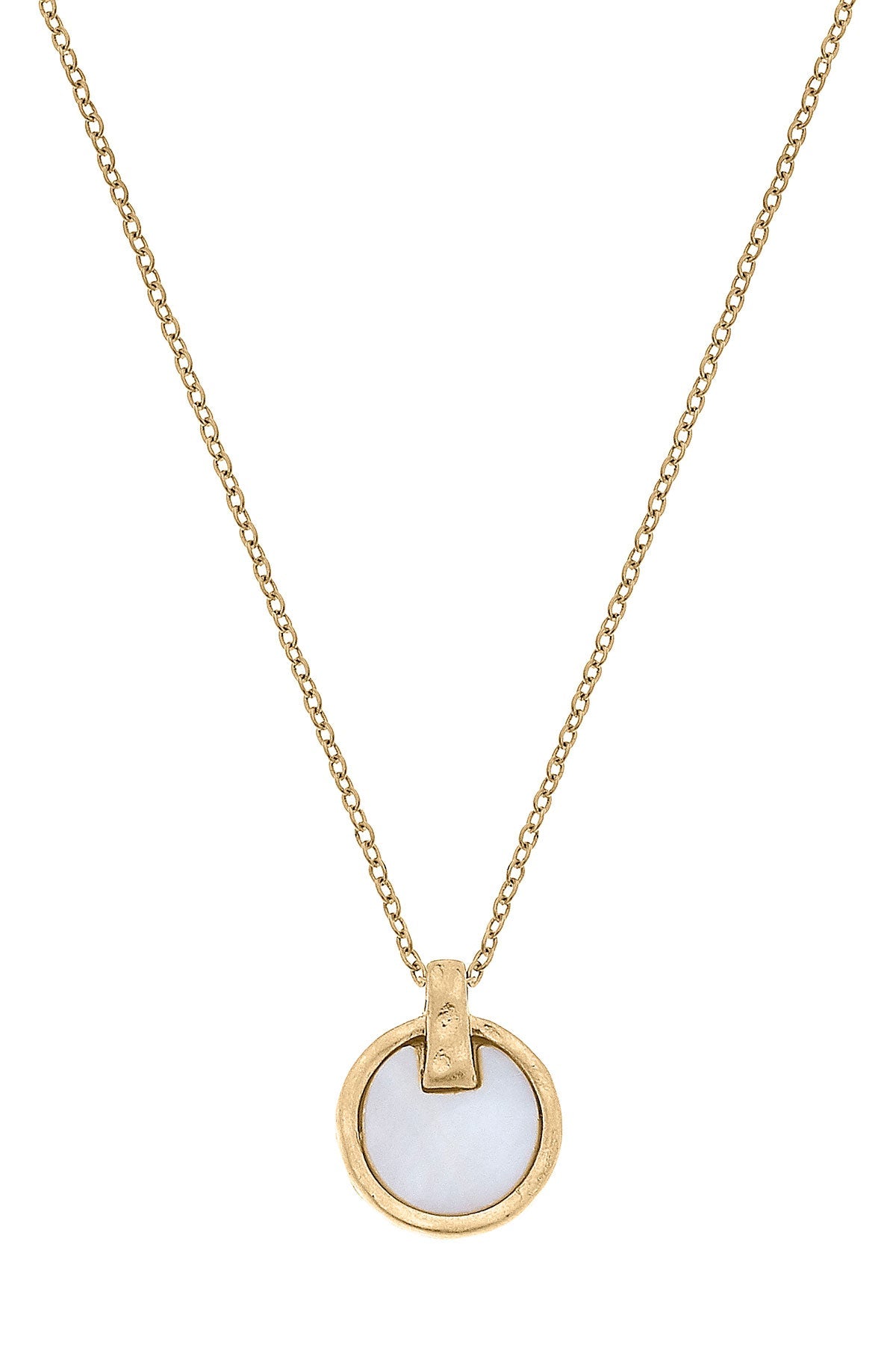 Mariana Pearl Delicate Disc Necklace in Mother of Pearl