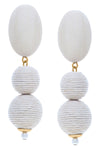 Kiera Wood and Raffia Drop Earrings in White