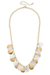Naya Pearl and Gold Disc Statement Necklace in Mother of Pearl