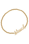 Leah Blessed Ball Bead Stretch Bracelet in Worn Gold