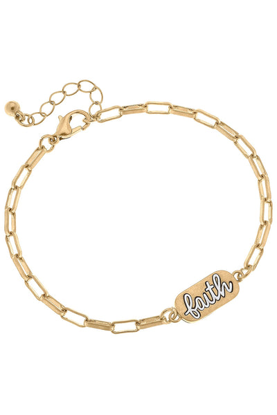 Allison Faith Chain Bracelet in Worn Gold
