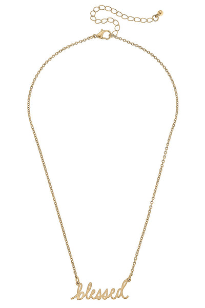 Julia Blessed Delicate Chain Necklace in Worn Gold