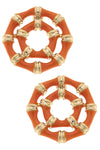 Lilly Bamboo Stud Earrings In Orange