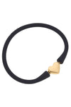 Bali Heart Bead Silicone Bracelet in Black