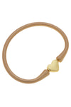 Bali Heart Bead Silicone Bracelet in Metallic Gold