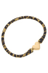 Bali Heart Bead Silicone Bracelet in Leopard Print