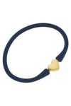 Bali Heart Bead Silicone Bracelet in Navy