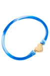 Bali Heart Bead Silicone Bracelet in Tie Dye Blue