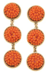 Ariel Beaded Linked Circle Drop Earrings in Orange
