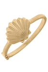 Scallop Shell Hinge Bangle in Worn Gold