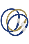 Bali Freshwater Pearl Silicone Bracelet Stack of 3 in Royal Blue & Gold