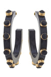 Renee Resin and Rhinestone Hoop Earrings in Black