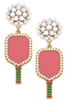 Ellie Pickleball Pearl Cluster Drop Earrings in Pink