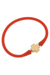 Bali 24K Gold Plated Cross Bead Silicone Bracelet in Orange