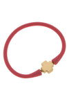 Bali 24K Gold Plated Cross Bead Silicone Bracelet in Pink