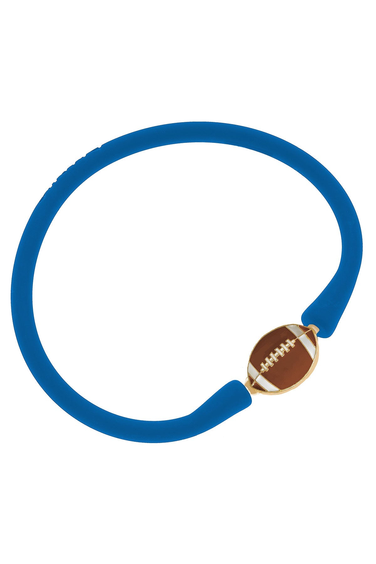 Enamel Football Silicone Bali Bracelet in Blue