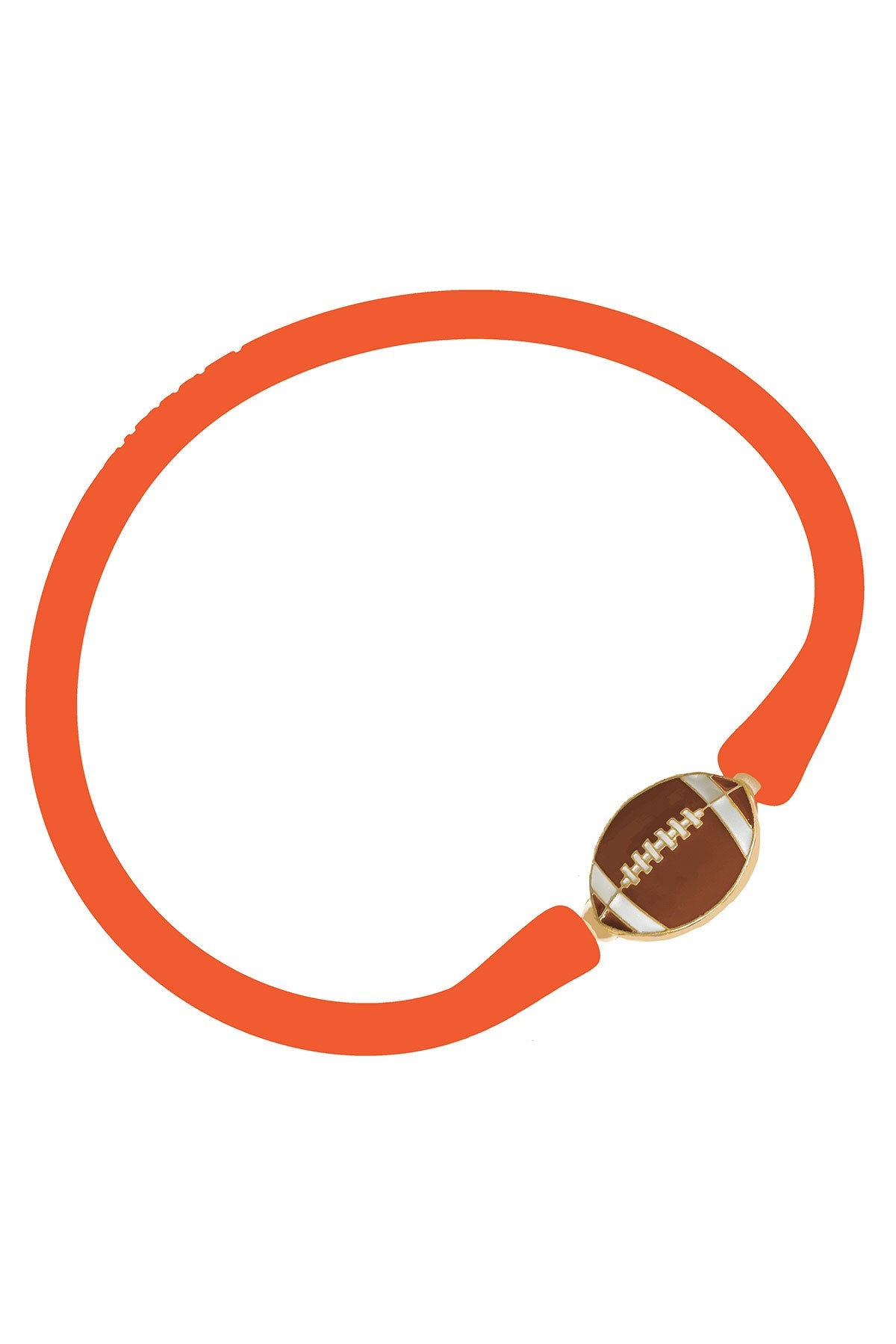 Enamel Football Silicone Bali Bracelet in Orange