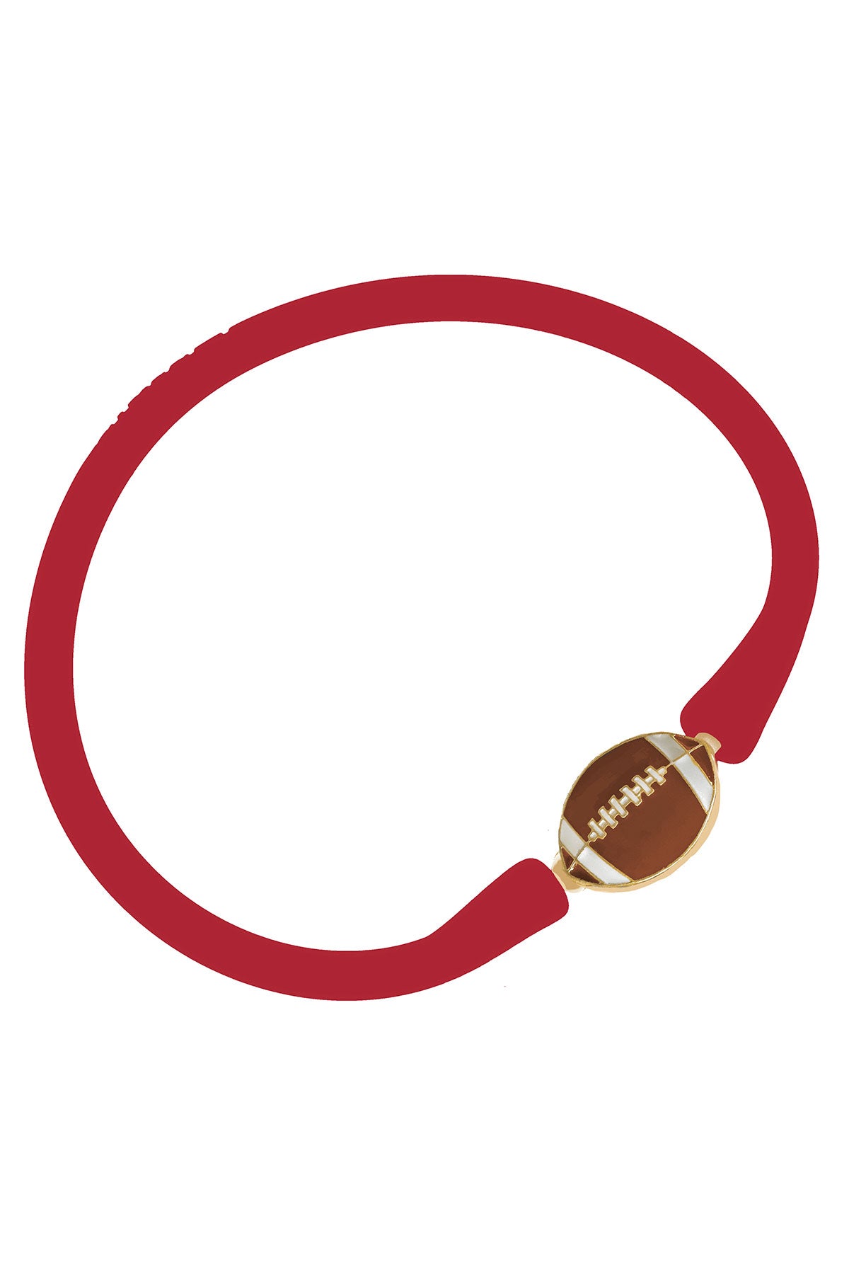 Enamel Football Silicone Bali Bracelet in Red