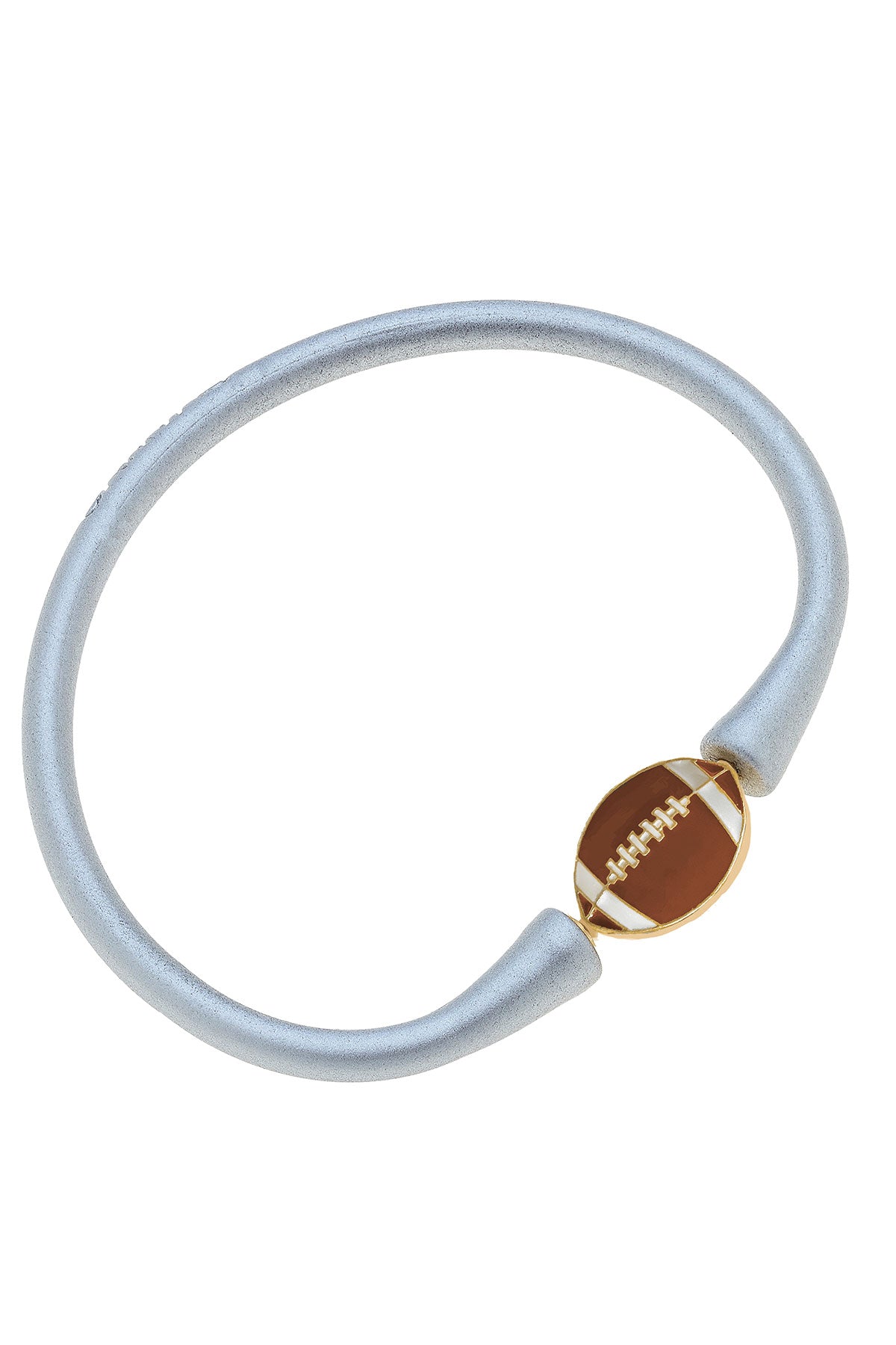 Enamel Football Silicone Bali Bracelet in Silver